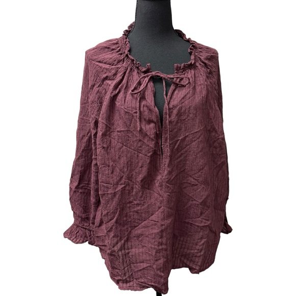 torrid Tops - Torrid Plum Purple Peasant Blouse Size 2 Boho Tie Neck Plus Size Chic